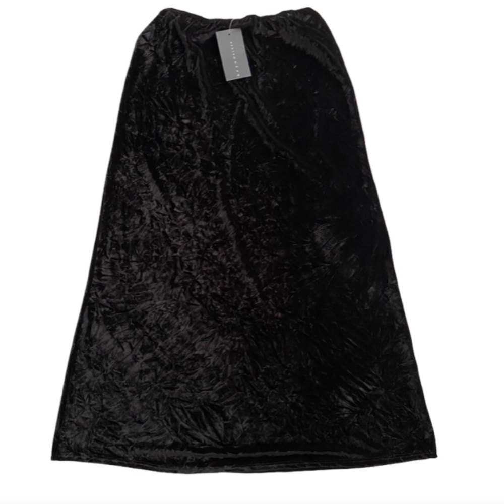 Bryn Walker Nwt $168 Black Crushed Velvet Long Bias Skirt Large L